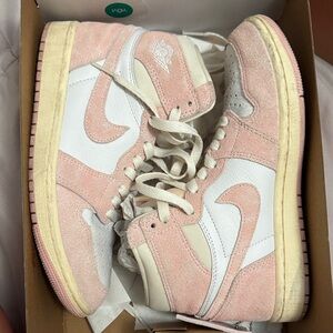 Pink and White High-Top Jordans